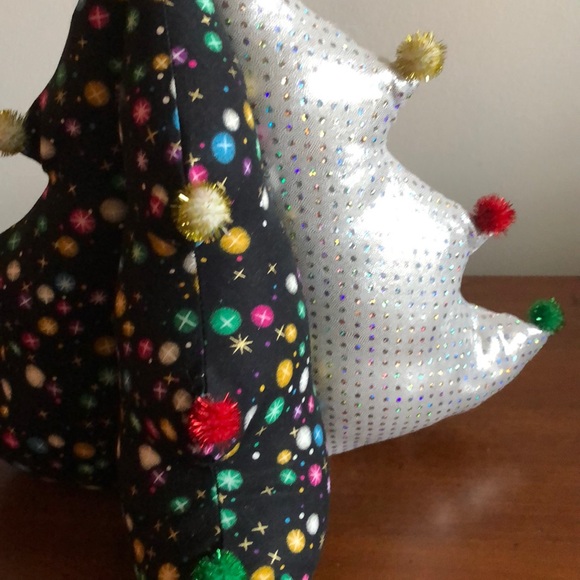 Handmade Fabric Holiday tree Silver Black 12” Tall - Picture 6 of 9